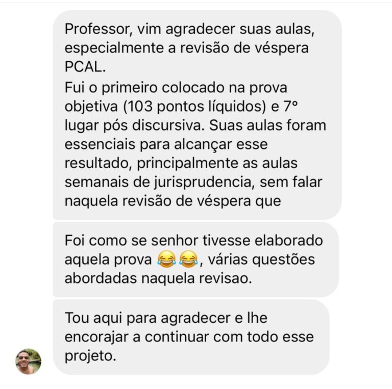 Depoimento de aluno